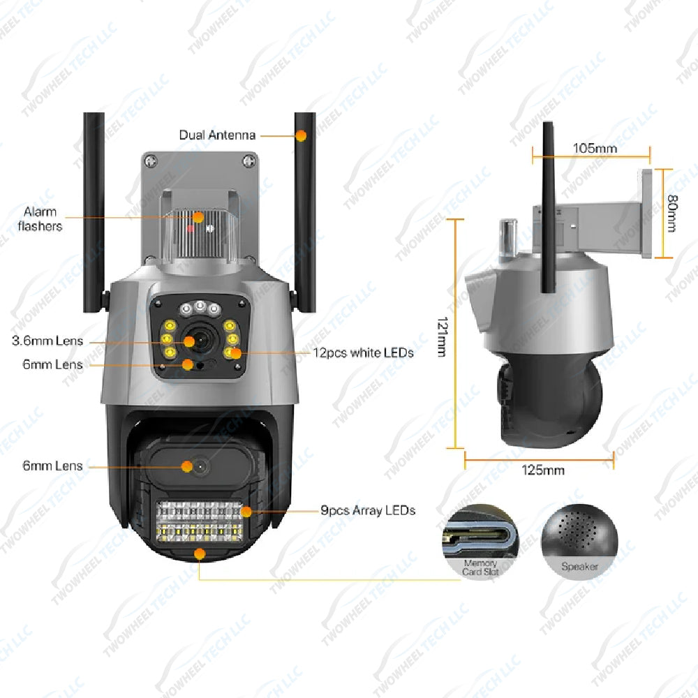 8K 4-Lens PTZ Outdoor WiFi Security Camera with AI Detection