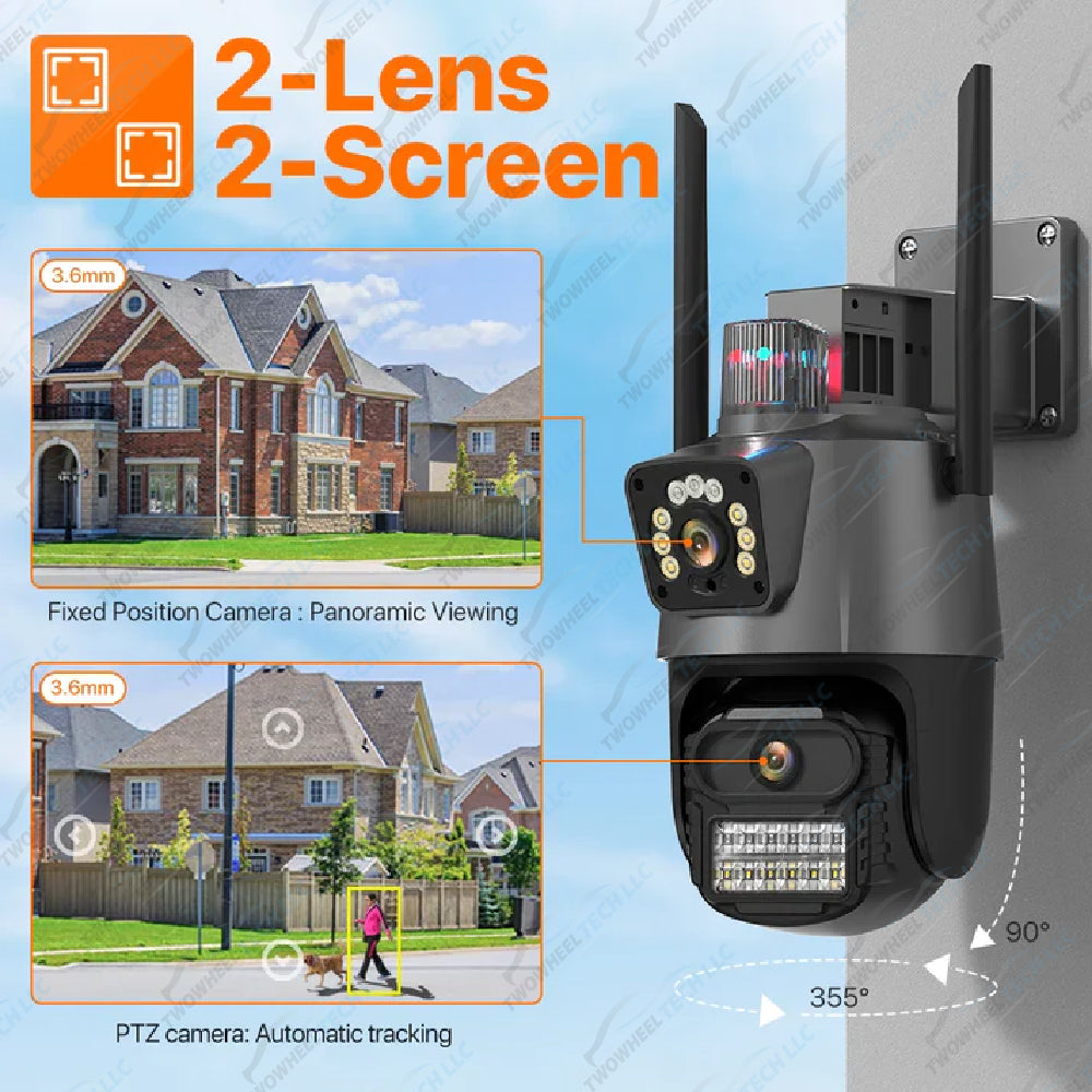 8K 4-Lens PTZ Outdoor WiFi Security Camera with AI Detection