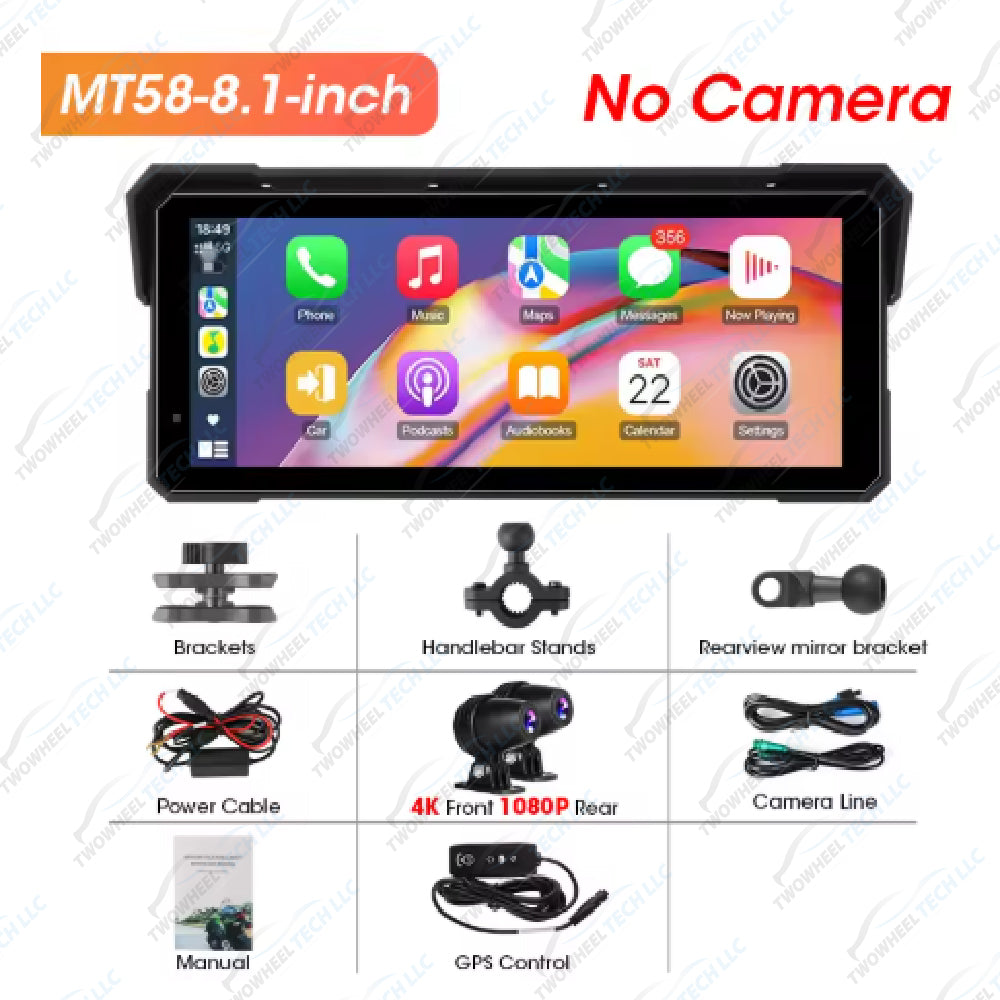 Srnubi 8.1" 4K GPS Moto DVR – CarPlay & Android Auto