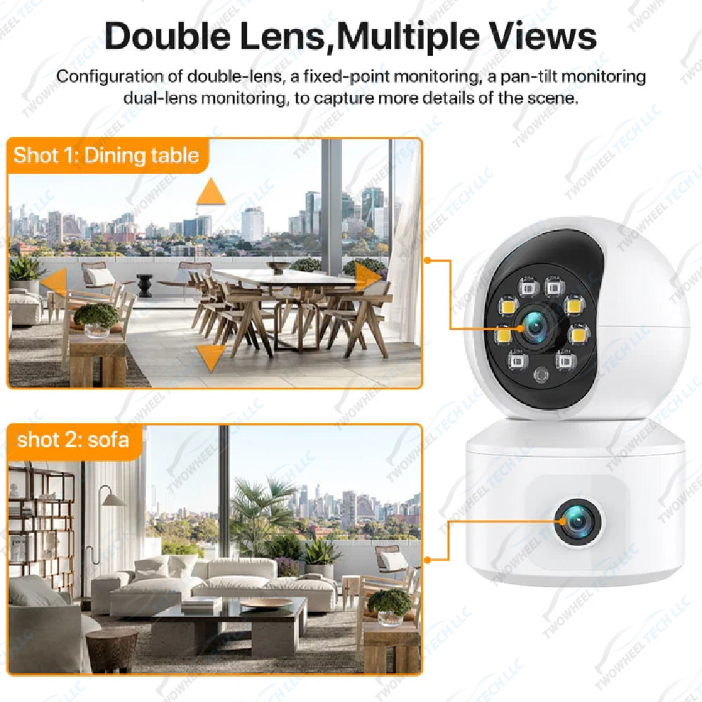 6MP 3K Dual Lens WiFi PTZ Camera – Indoor Baby Monitor, AI Detection