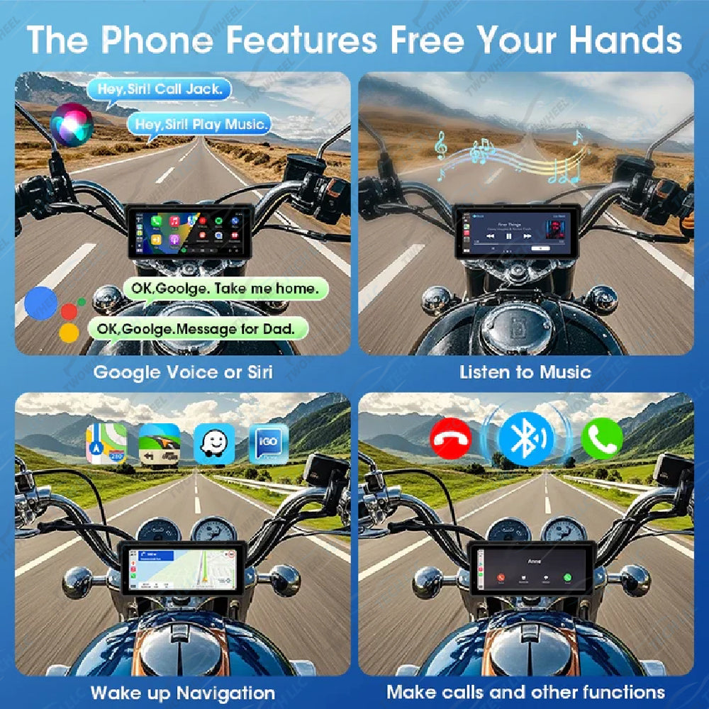 Srnubi 8.1" 4K GPS Moto DVR – CarPlay & Android Auto