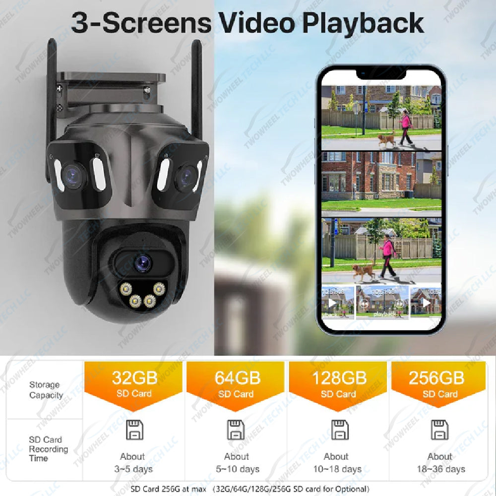 6K HD WiFi PTZ Camera – Dual Lens, AI Detection, Waterproof (iCsee)