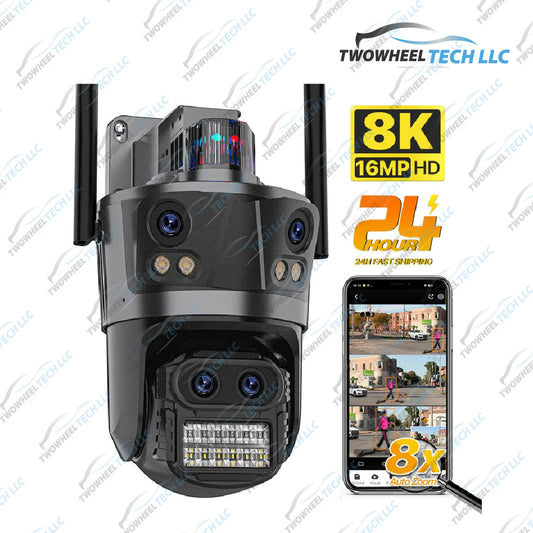 8K 4-Lens PTZ Outdoor WiFi Security Camera with AI Detection