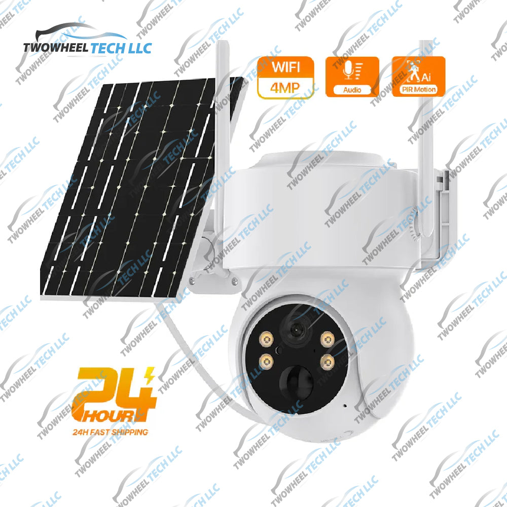 WiFi Solar 2K PTZ Camera – 4MP, AI Human Detect, Battery Powered, Outdoor CCTV