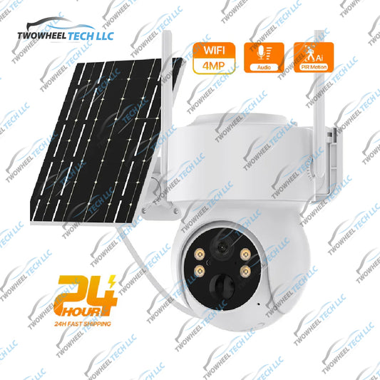 WiFi Solar 2K PTZ Camera – 4MP, AI Human Detect, Battery Powered, Outdoor CCTV
