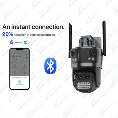 8K 4-Lens PTZ Outdoor WiFi Security Camera with AI Detection