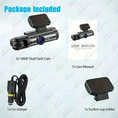 3.16" Dual Dash Cam 1080P with Night Vision
