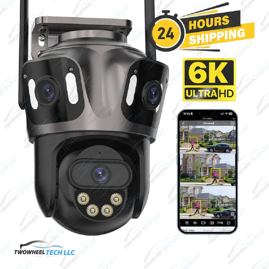 6K HD WiFi PTZ Camera – Dual Lens, AI Detection, Waterproof (iCsee)