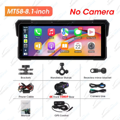 Srnubi 8.1" 4K GPS Moto DVR – CarPlay & Android Auto