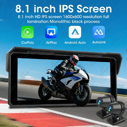 Srnubi 8.1" 4K GPS Moto DVR – CarPlay & Android Auto