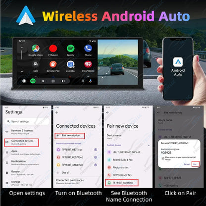 11.3'' 4K Dash Cam with CarPlay, Android Auto & GPS
