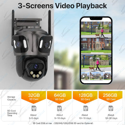 6K HD WiFi PTZ Camera – Dual Lens, AI Detection, Waterproof (iCsee)
