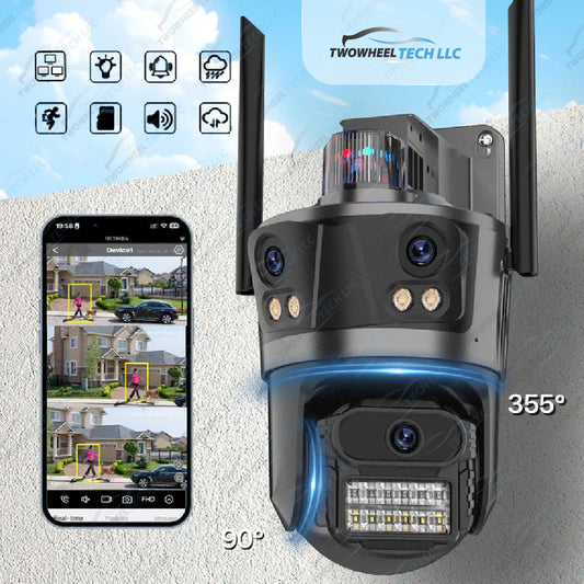 6K WiFi 3-Lens PTZ Camera – 3K Security, AI Detection, Waterproof