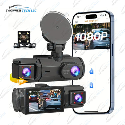 3-Lens WiFi Dash Cam with DVR