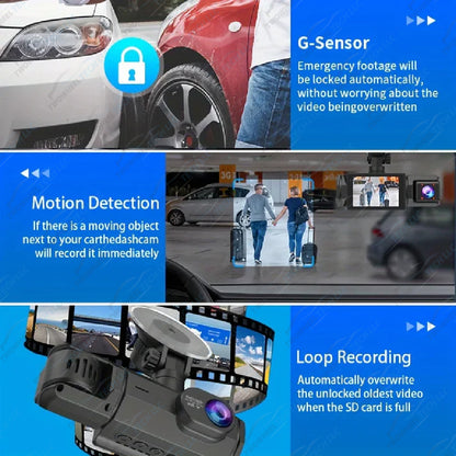 3-Lens WiFi Dash Cam with DVR